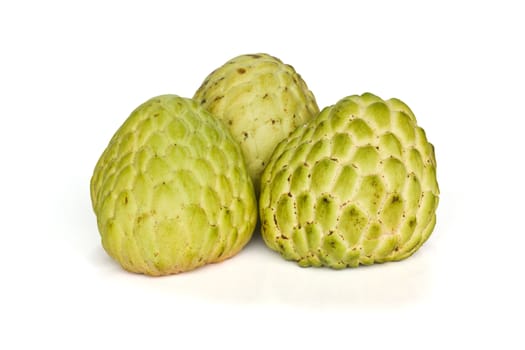 Tropical custard apple fruit on white background