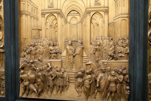 Florence - Baptistery , Panel of the Door of Paradise. Solomon and the Queen of Sheba