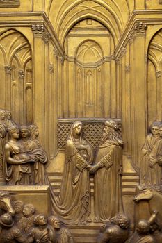 Florence - Baptistery , Panel of the Door of Paradise. Solomon and the Queen of Sheba