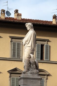 The famous poet Dante Alighieri. Piazza Santa Croce in Florence, Italy
