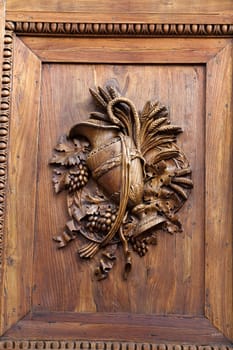 Florence-Wooden door of the Basilica of Santa Croce