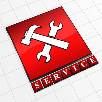 Red abstract icon with text service and tools