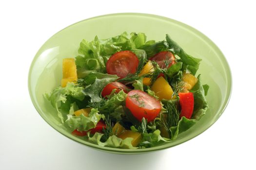 vegetable salad in a green plate