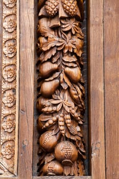 Florence-Wooden door of the Basilica of Santa Croce