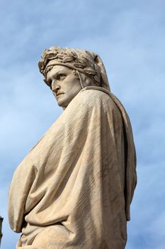 The famous poet Dante Alighieri. Piazza Santa Croce in Florence, Italy