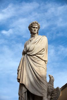 The famous poet Dante Alighieri. Piazza Santa Croce in Florence, Italy