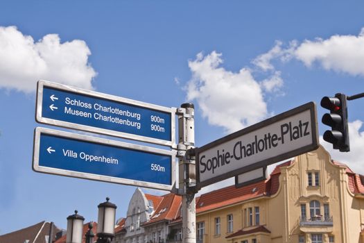 Touristic indicator in Sophie-Charlotte-Platz,Berlin,Germany.
