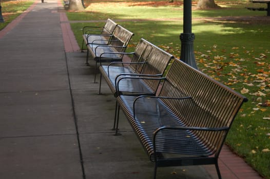 park bench in Portland Oregon ready for people needing a seat