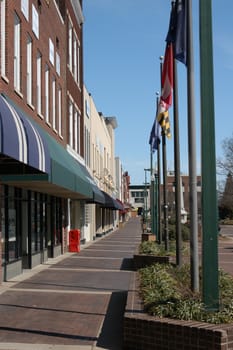 View of downtown Hickory North Carolina in the early spring of the year