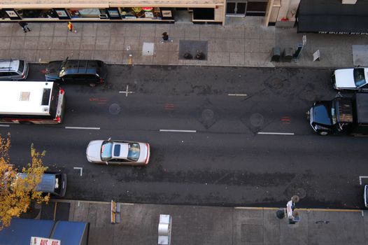 A view of the city street from above