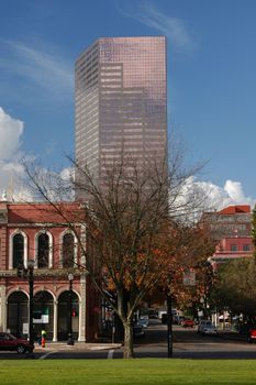 A view of Portland Oregon that shows both old and new 