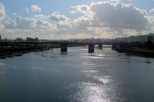 A view of a river in Portland Oregon
