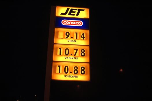 Norwegian Jet station sign. 
ConocoPhillips. Prices from 29.09. 2006.
Nightshoot.