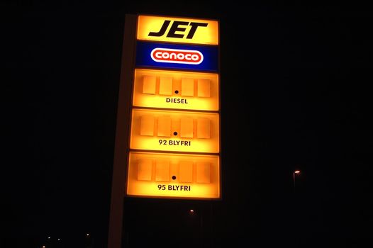 Norwegian Jet station sign without prices. 
Write your own price. 
ConocoPhillips. - 2006.
Nightshoot.