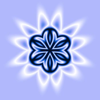 An abstract illustration of a blue star on a pale blue background.