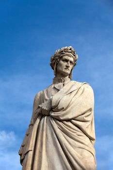 The famous poet Dante Alighieri. Piazza Santa Croce in Florence, Italy