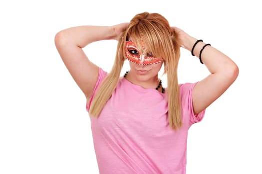 teenage girl with mask posing