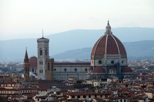 Cathedral of Florence Italy, View from the Michelangelo's Piazza 