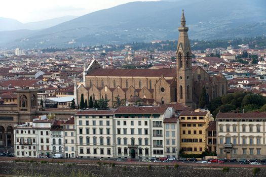 Florence - basilica of Santa Croce.  View from the Michelangelo's Piazza 