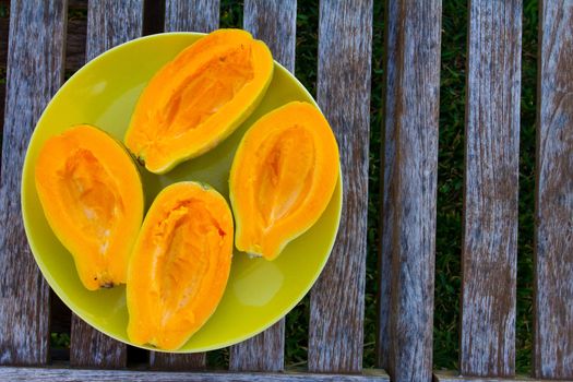 Perfect papayas served in Hawaii are a great tropical fruit to eat for breakfast.