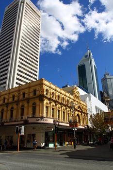 Skyscrapers and office buildings in Perth, Australia. City skyline. 