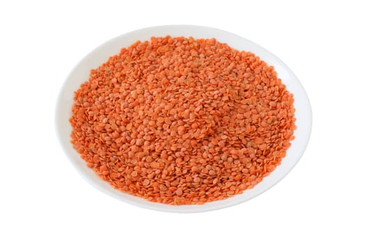 dry red lentil on the plate
