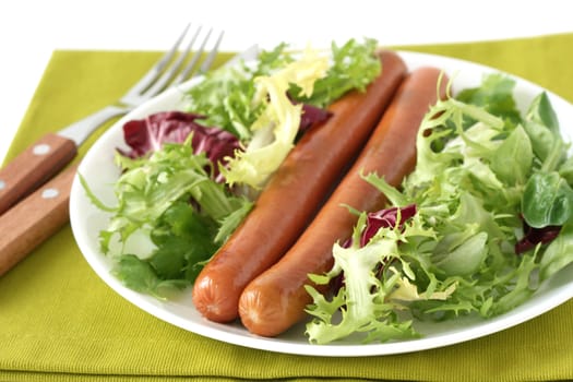 sausages with salad