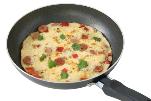 omelet with sausages