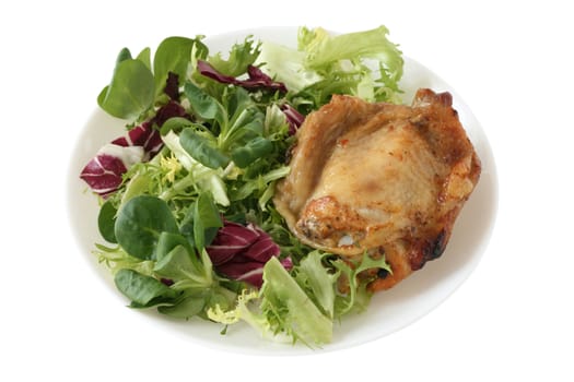 fried chicken with salad