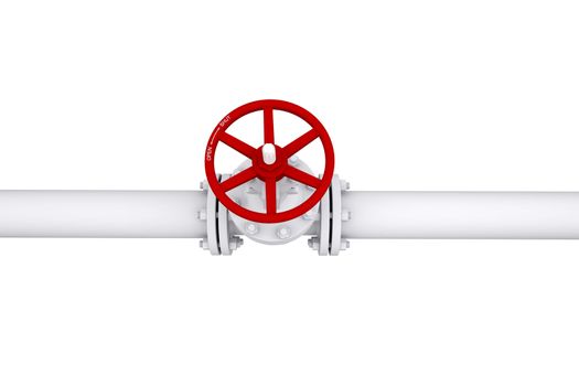 Valve on the pipeline. Isolated render on a white background