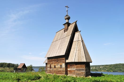 Wooden church of the Resurrection of Christ on the Levitan's Mount. Ples, Russia