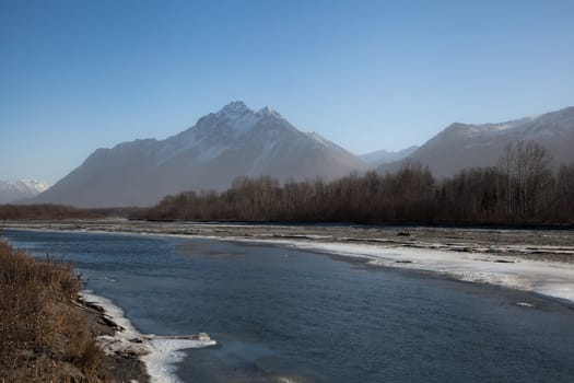 Early freeze-up descends on river in remote region of Alaska.