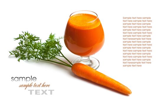 carrots and carrot juice in a glass