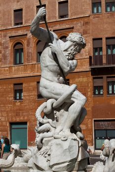 Piazza Navona, Neptune Fountain in Rome, Italy 