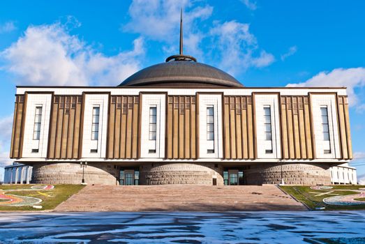 Moscow victory park building, taken on a sunny winter morning
