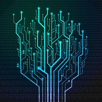 Circuit board in Tree shape, Technology background 