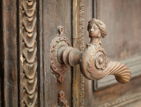 vintage aged door handle in tallinn, estonia