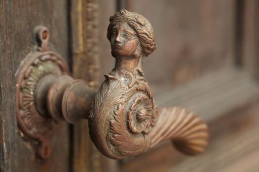 Vintage aged door handle in tallinn, estonia