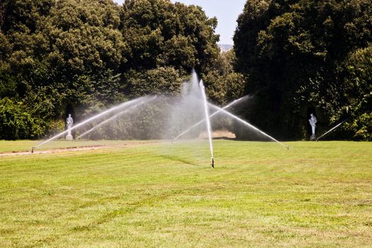 Reggia di Caserta (Caserta Royal Palace), Italy. Luxury royal garden: irrigation operations