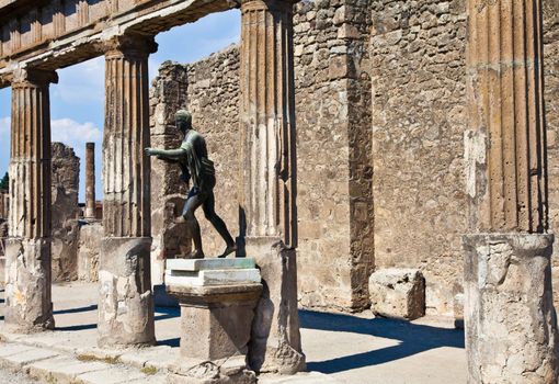 Detail of Pompeii site. The city of was destroyed and completely buried during a long catastrophic eruption of the volcano Mount Vesuvius