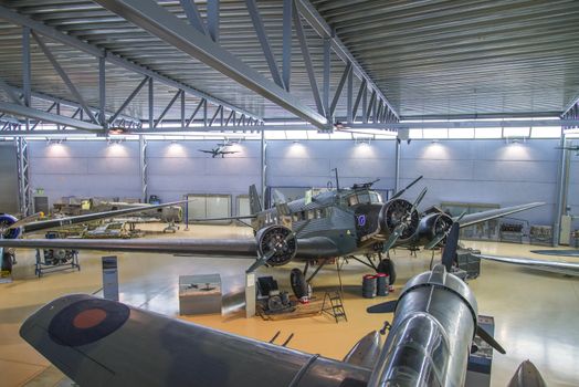 junkers ju 52 nicknamed "aunt ju", was a combined passenger and cargo aircraft manufactured by Junkers 1932-1945, the pictures are shot in march 2013 by norwegian armed forces aircraft collection which is a military aviation museum located at gardermoen, north of oslo, norway.