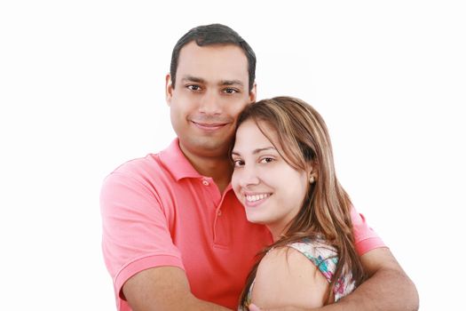 Portrait of a beautiful young happy smiling couple - isolated