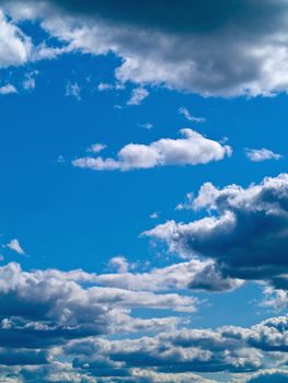 White and gray clouds in a blue sky