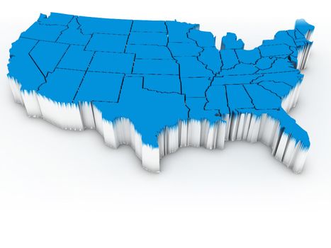 Map of USA. 3d