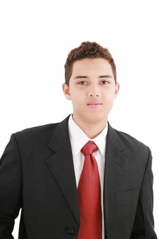 Young good looking business man on a white background isolated