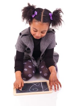 young African girl with a black slate