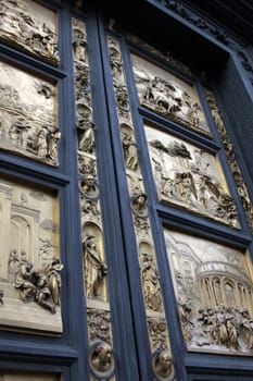 The doors of the Baptistry of the Florence cathedral (Duomo).  This is a replica of the original.