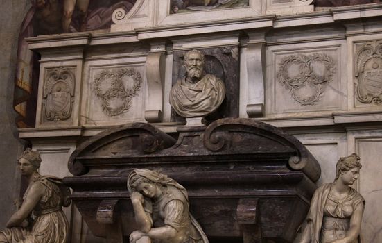 Michangelo's tomb in the Basilica of Santa Croce, in Florence, Italy.
