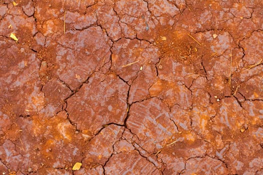 A drought has come across the land leaving everything dry and the dirt cracking. This is red lava rock dirt clay that hasn't seen water or liquid in a long time and is very dry.