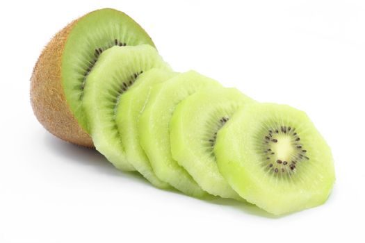 sliced Kiwi fruit on white background
